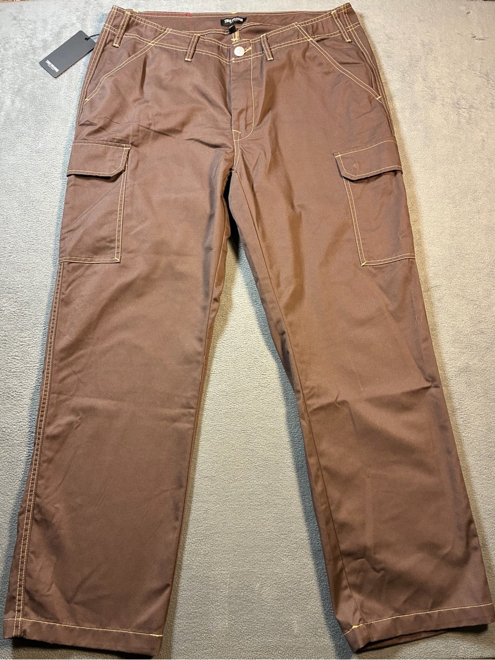 True Religion Brown Men's Cargo Pants with Utility Pockets